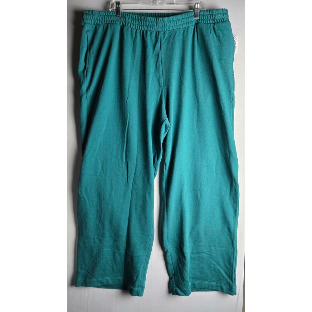 Old Navy SoComfy Teal Green Fleece Wide Leg Cropped Sweatpants Plus XXL New